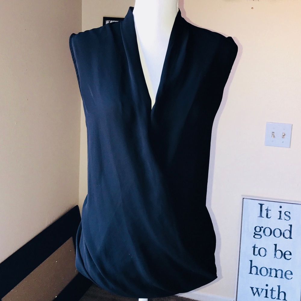 Black Front Drape Blouse